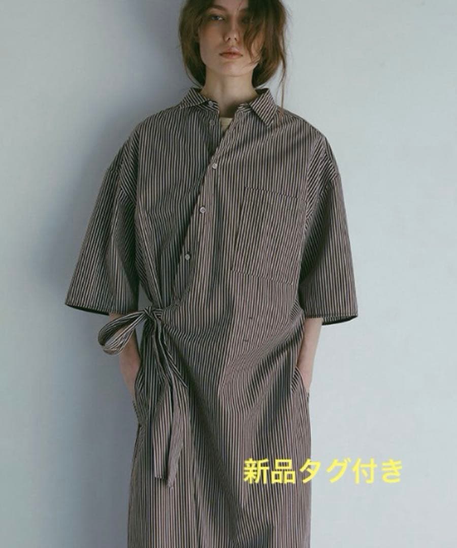 [新品タグ付き]ETRE TOKYO★ ハーフスリーブストライプオールインワン