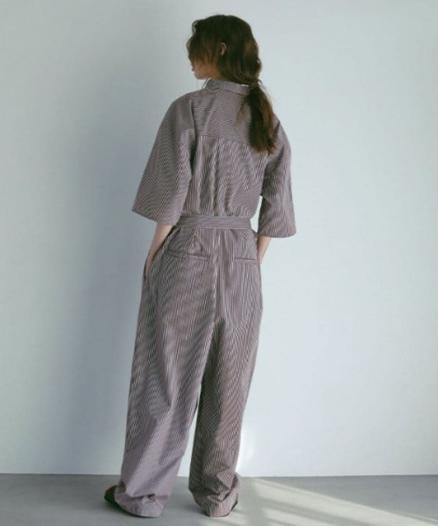 [新品タグ付き]ETRE TOKYO★ ハーフスリーブストライプオールインワン