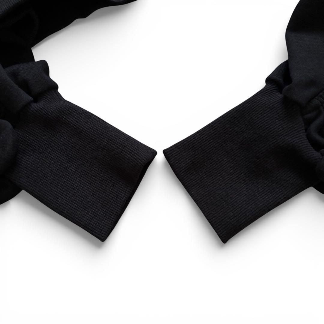 Ameri ギャザー ジップアップパーカー ブラック