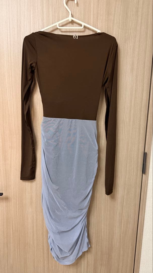 MEICHENCC社交ダンスドレス 練習着　ラテンダンス　ワンピース黒水色