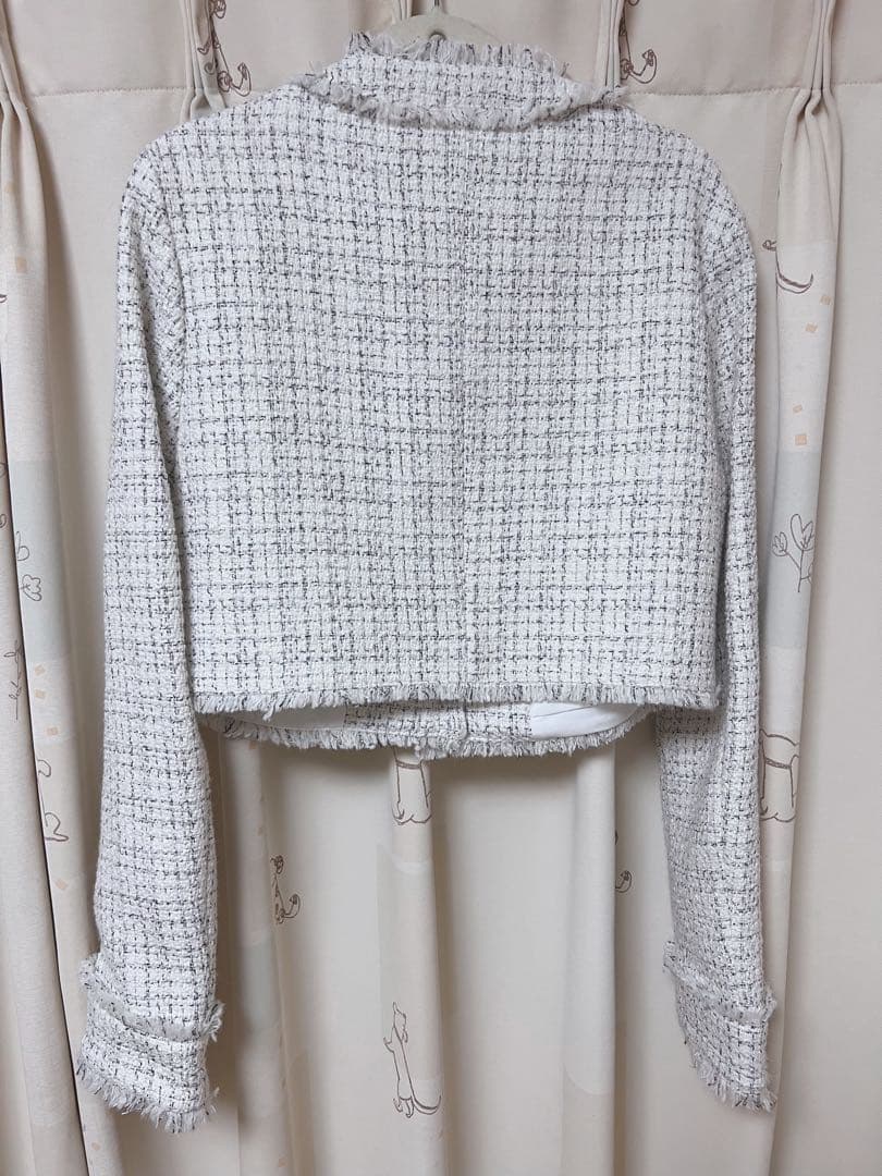 ダーリッチ コンパクトフリンジツイードジャケット WHT 美品