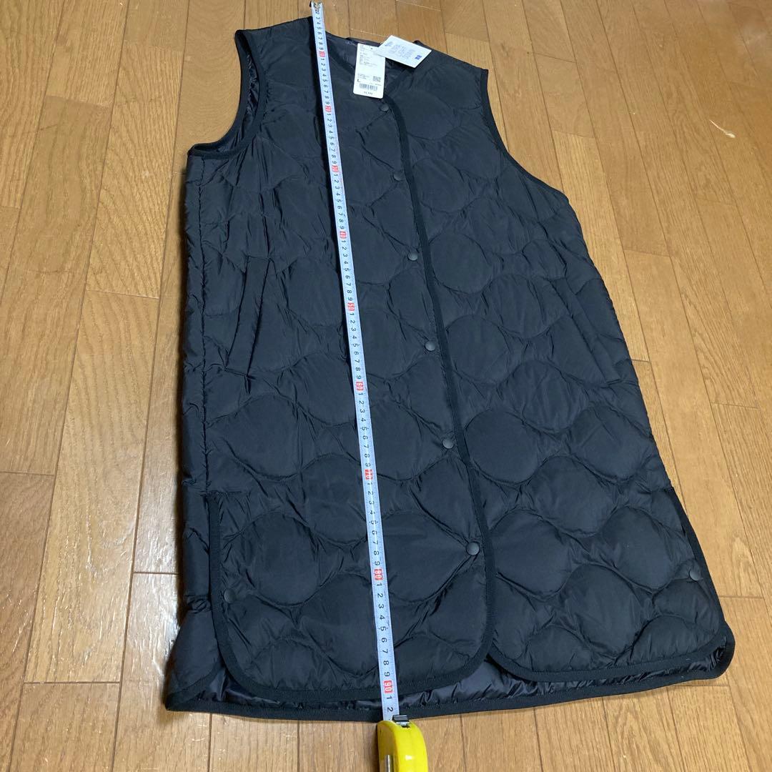 ウルトラライトダウンロングベスト　ブラックLサイズ