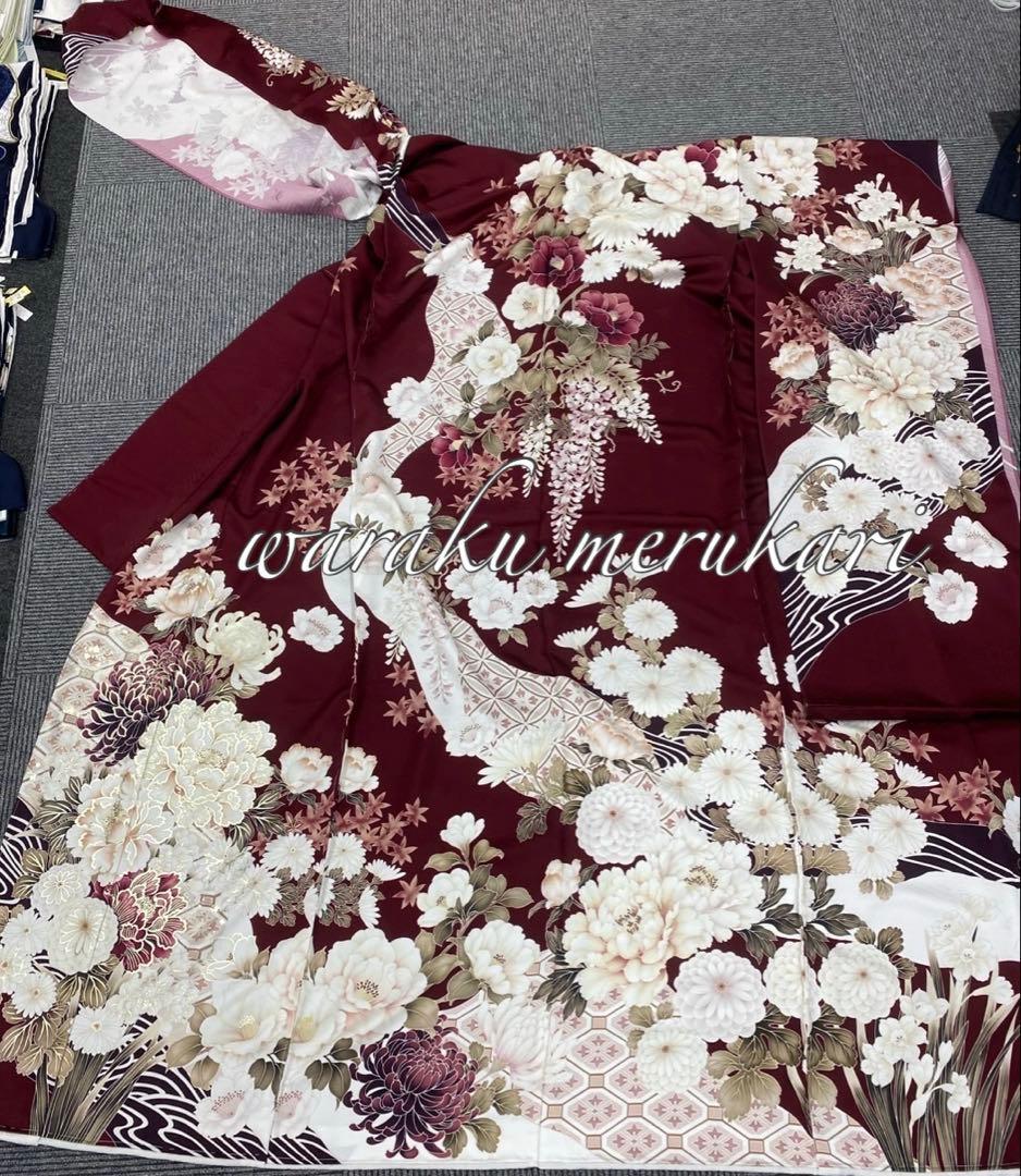 ♦︎臙脂色大輪の牡丹紋様♦︎成人式♦︎フルセット♦︎エレガント♦︎フルオーダー