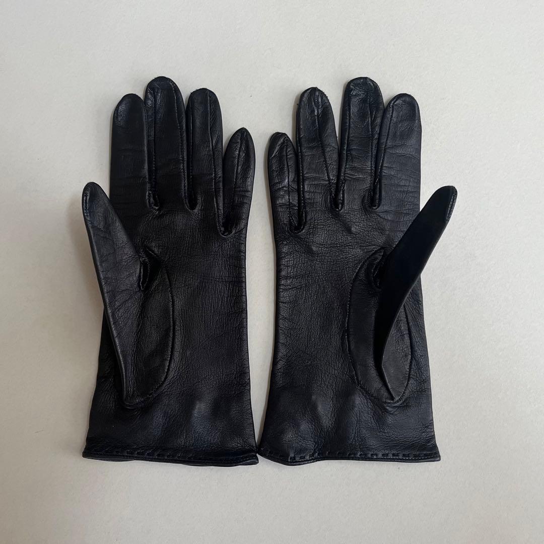 【未使用】GUCCIホースビット付き黒レザーグローブゴールド金具