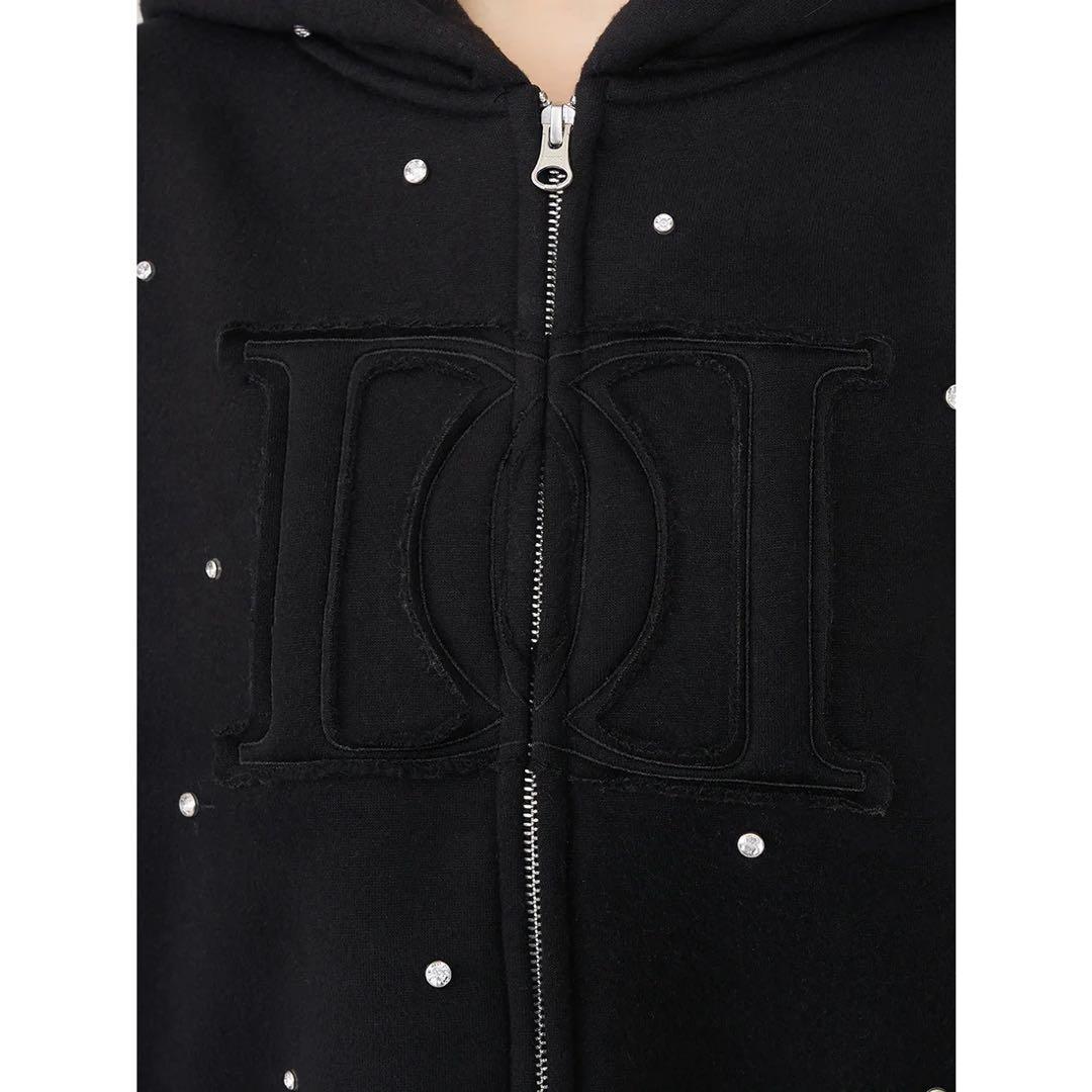 新品タグ付き ダーリッチ ブラック DDロゴビジュージップパーカー フリー F