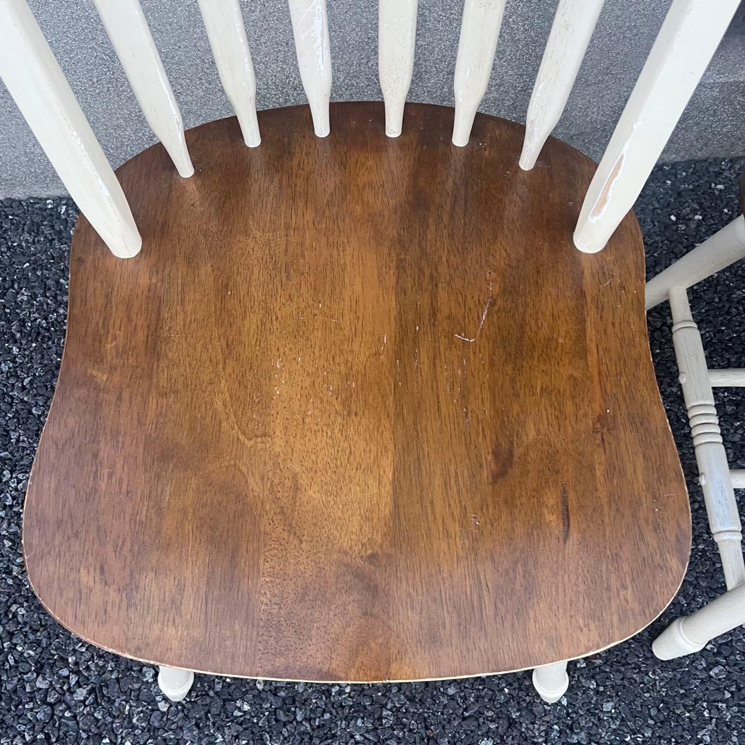 不二貿易　木製ダイニングチェア　2脚　アンティーク　カントリー　ウィンザーチェア