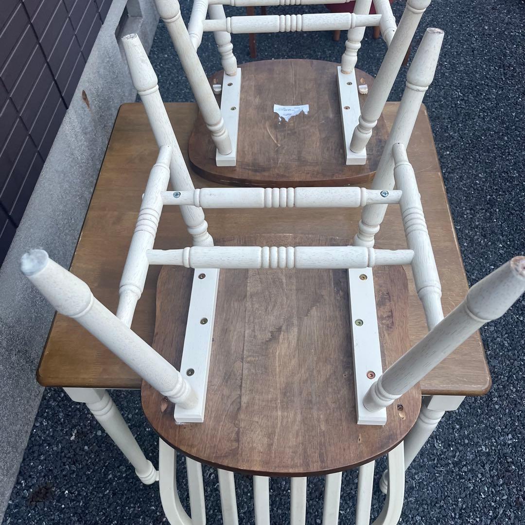 不二貿易　木製ダイニングチェア　2脚　アンティーク　カントリー　ウィンザーチェア