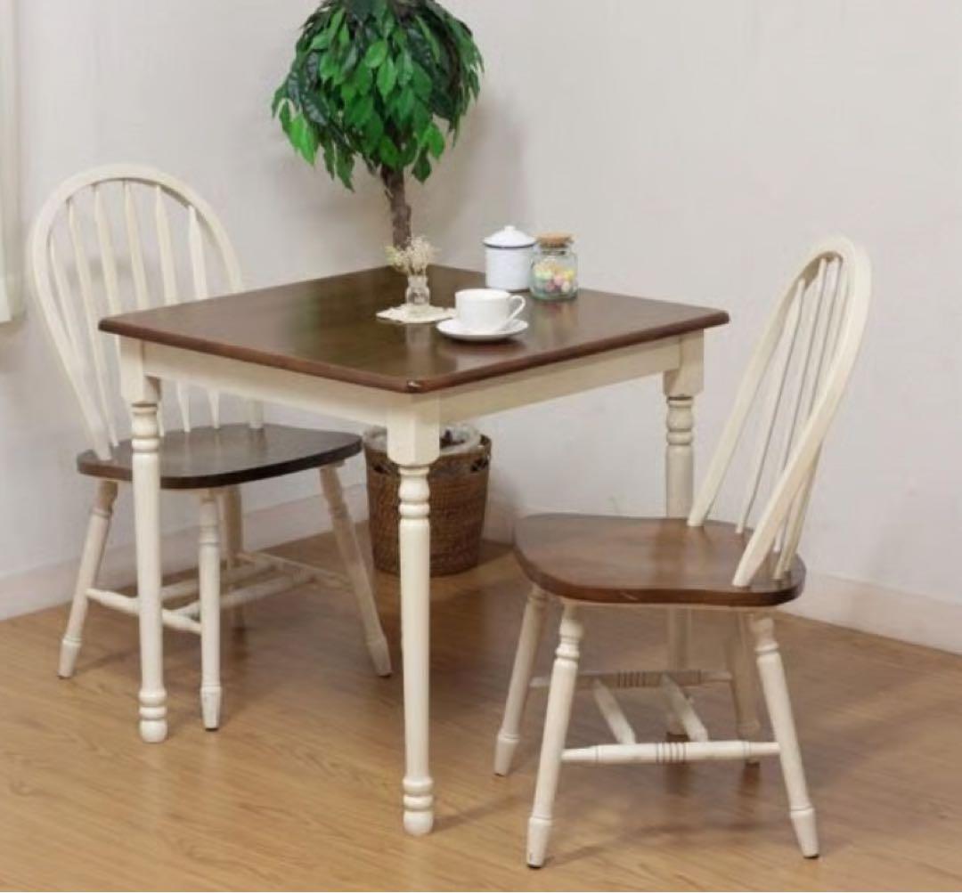 不二貿易　木製ダイニングチェア　2脚　アンティーク　カントリー　ウィンザーチェア