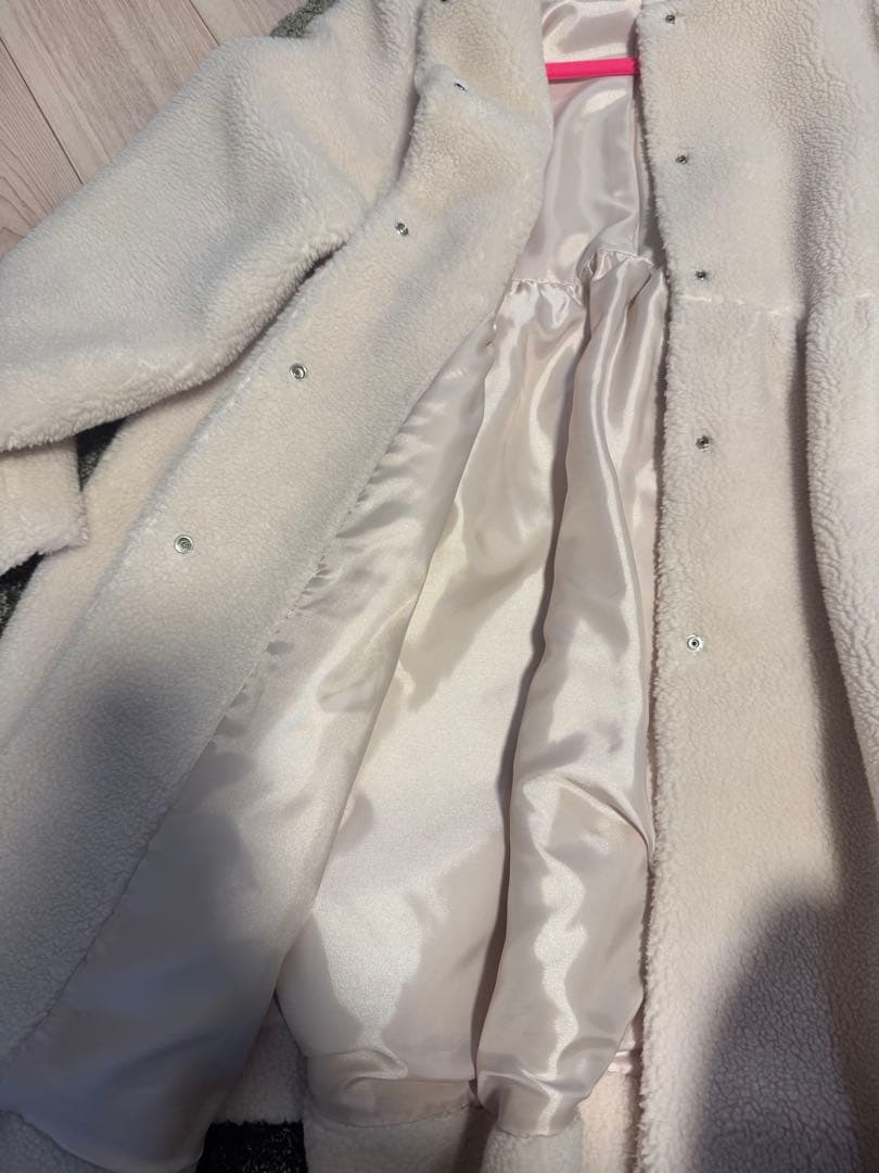 美品ヨリ　yori もふボアコート ペプラム　テディベアコート ベージュ36