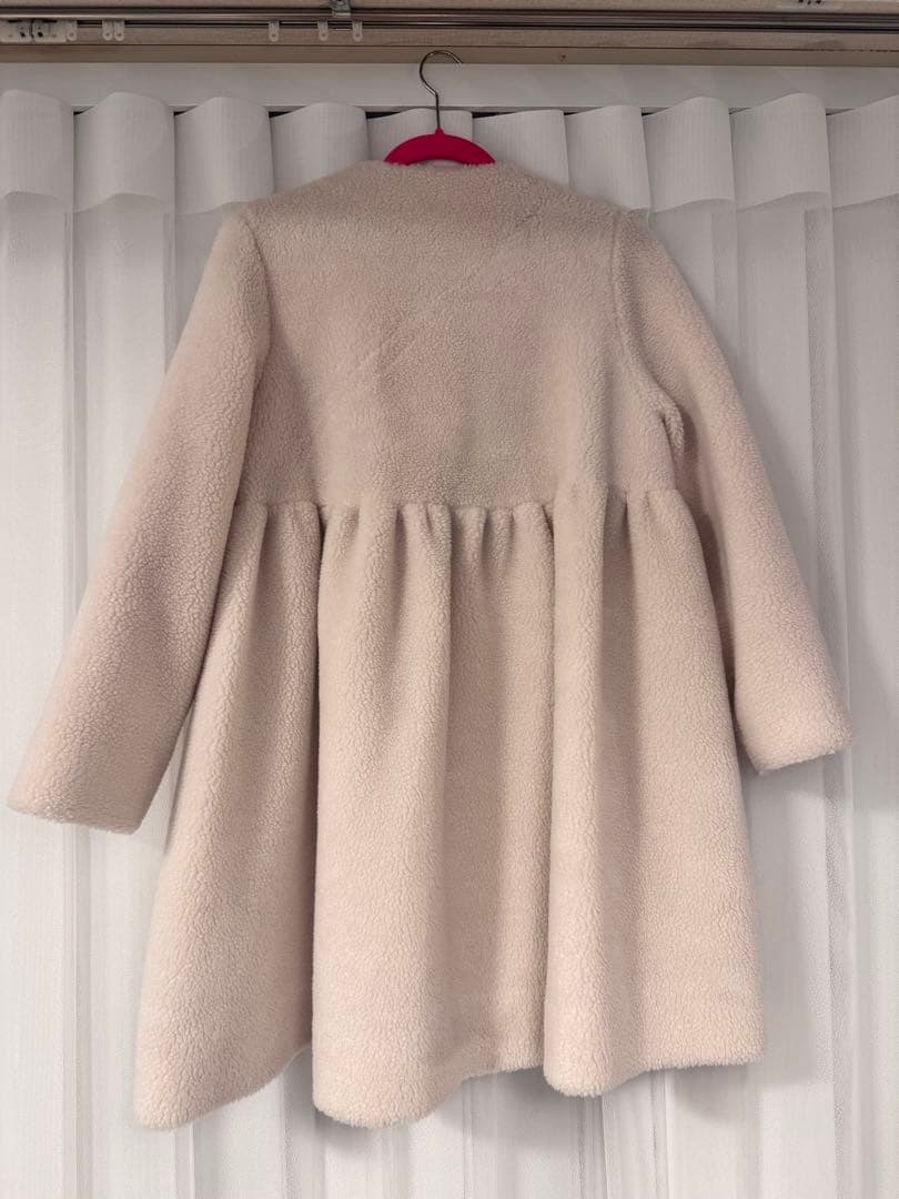 美品ヨリ　yori もふボアコート ペプラム　テディベアコート ベージュ36