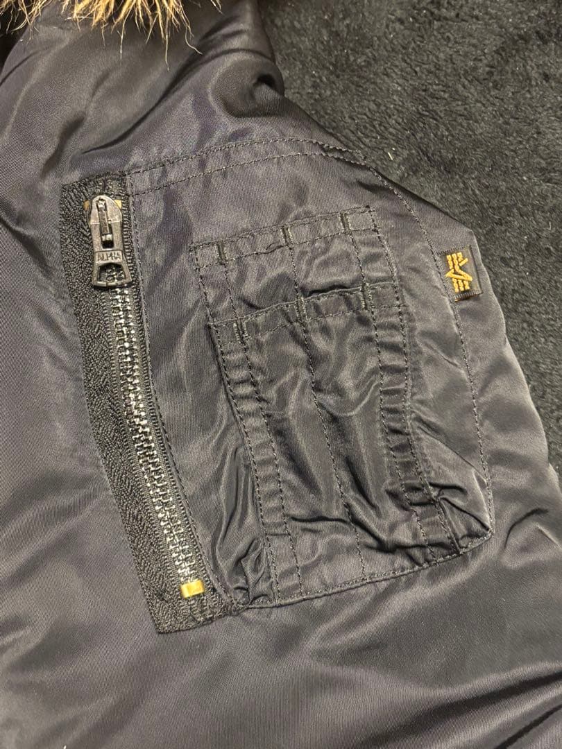 希少 Alpha アルファ ma1 × n2b ファーフード ブラック 黒 L