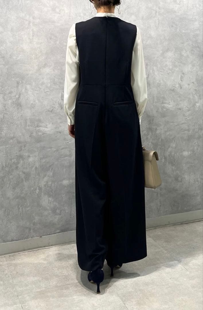 ジョーゼットジャージー Vネックオールインワン