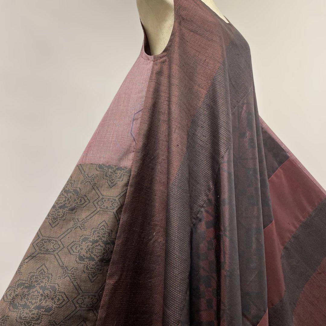 着物ワンピーステントラインマキシ丈《11》大島紬や紬等(7マルキ含)M〜L