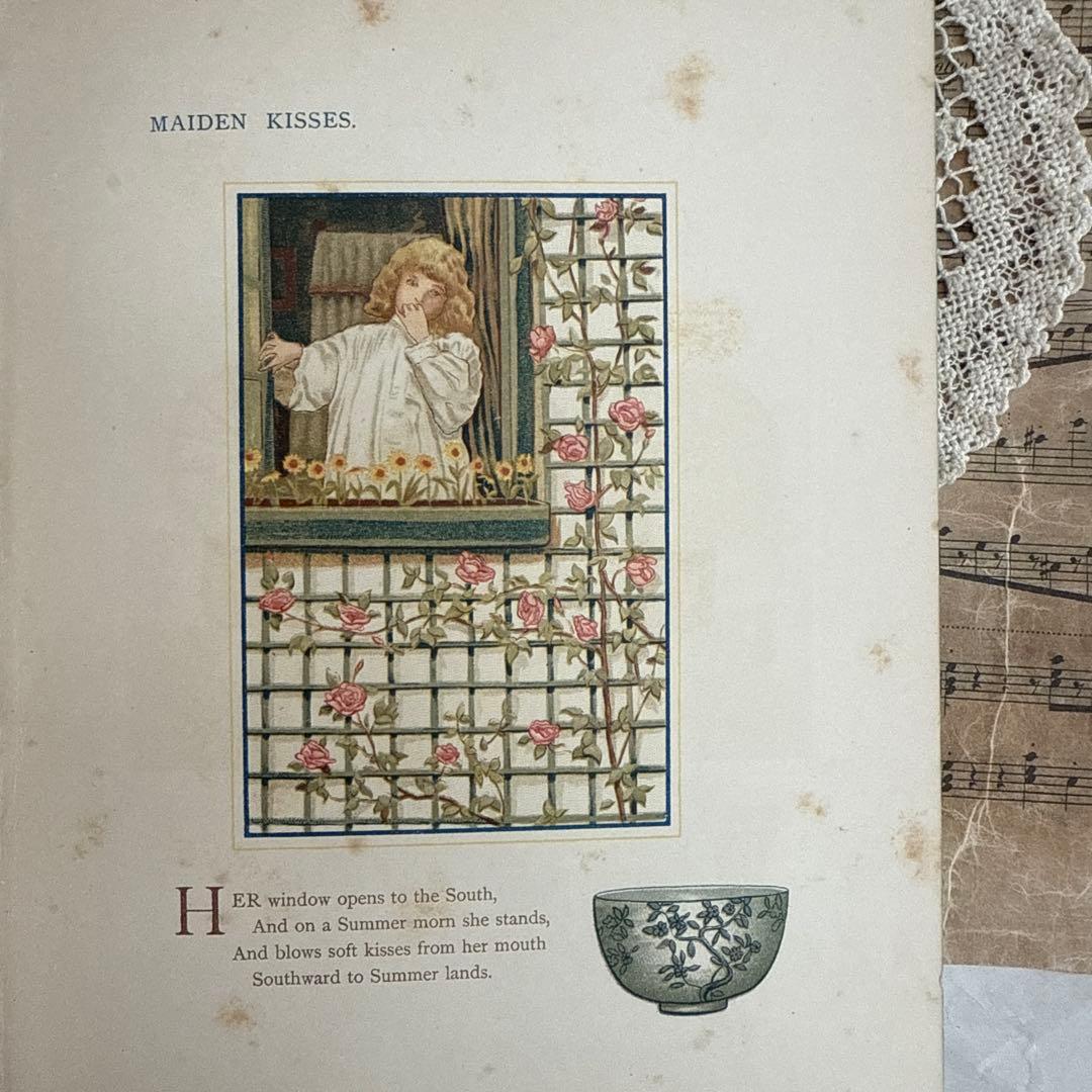 1888年アンティーク美しい挿絵の絵本ビクトリアン 洋書ジャンクジャーナル古書