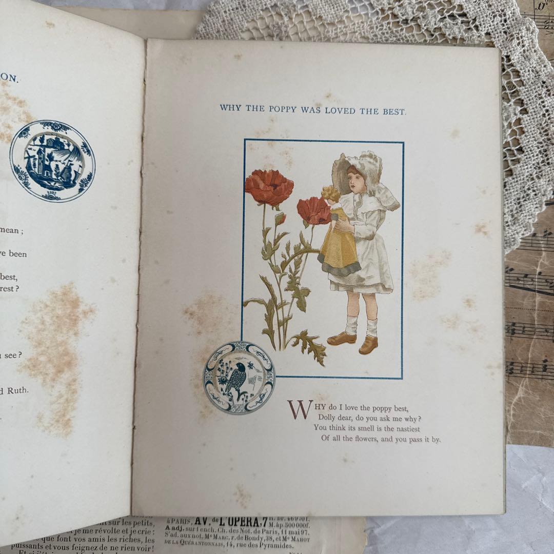 1888年アンティーク美しい挿絵の絵本ビクトリアン 洋書ジャンクジャーナル古書