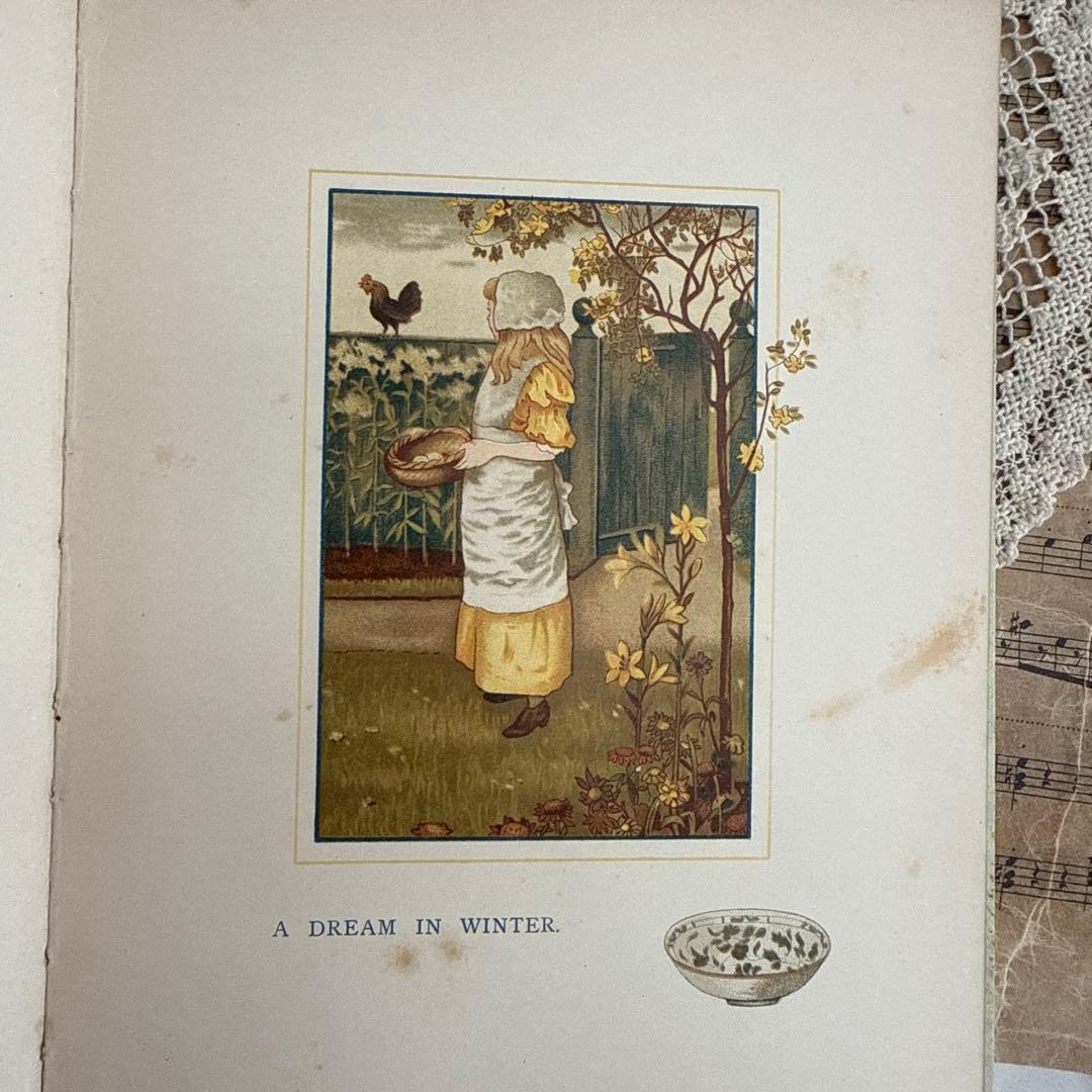 1888年アンティーク美しい挿絵の絵本ビクトリアン 洋書ジャンクジャーナル古書