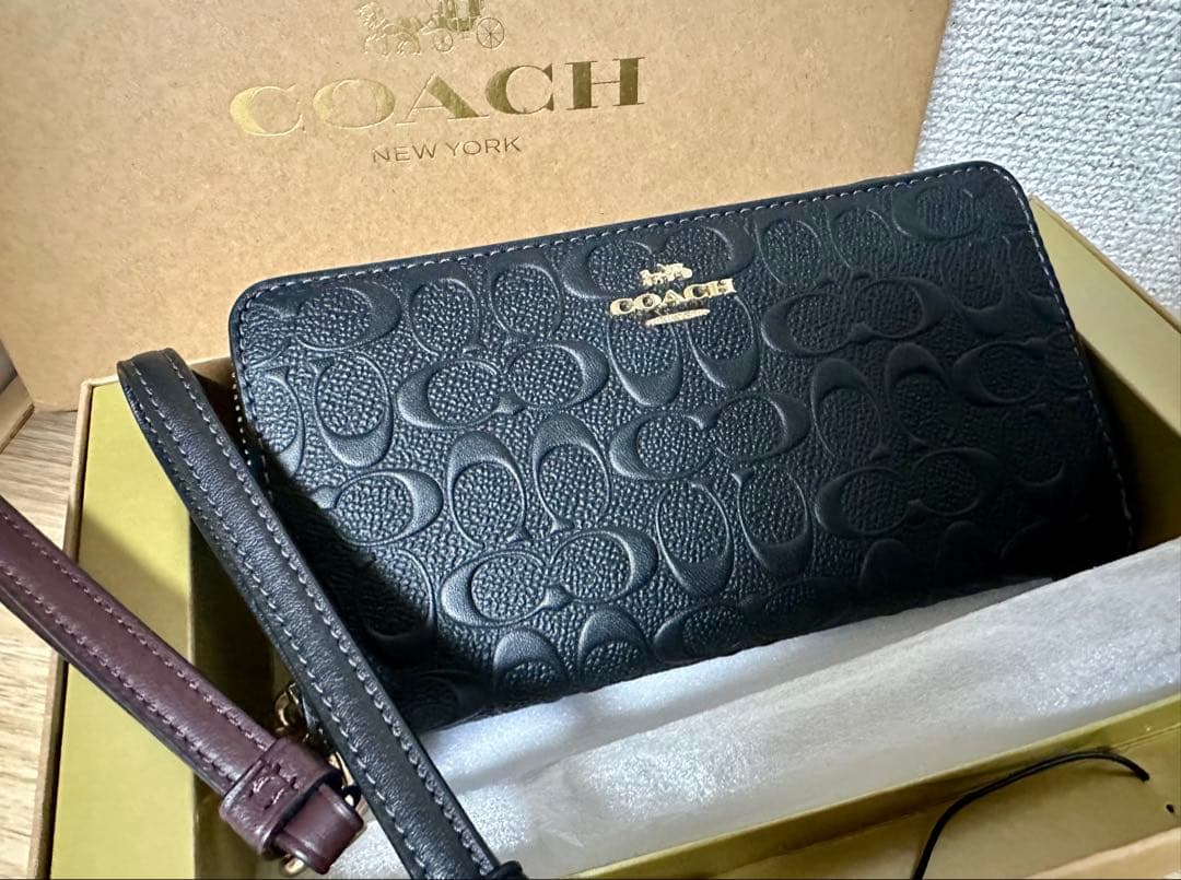 COACH ロング ジップ アラウンド ウォレット・シグネチャーレザー