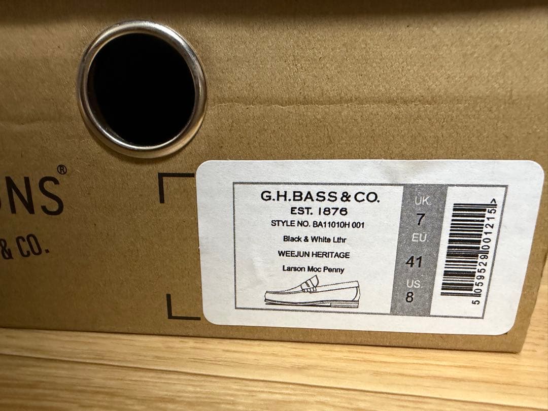 G.H. BASS Weejuns ブラックホワイトローファー　uk7