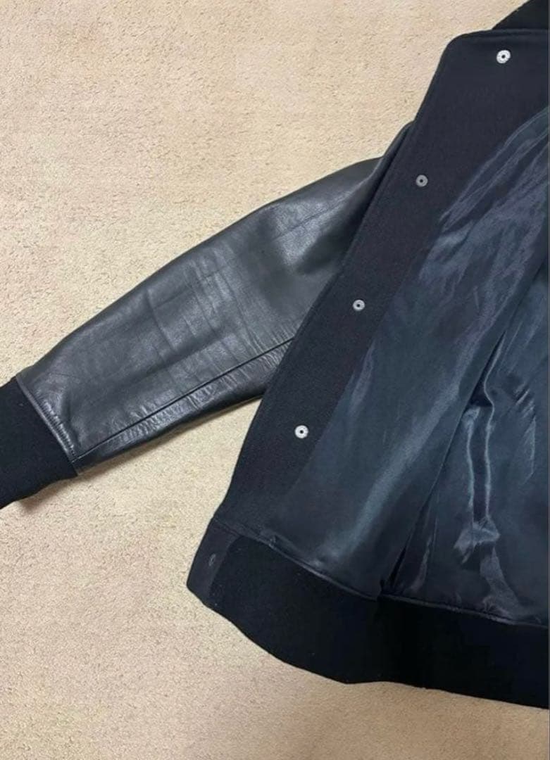 shama スタジャン　黒　レザーブルゾン　レザージャケット　L シャマ