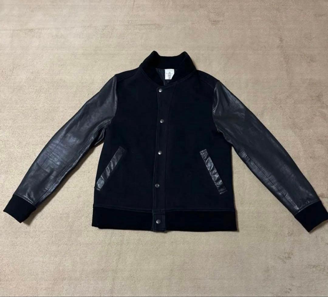 shama スタジャン　黒　レザーブルゾン　レザージャケット　L シャマ