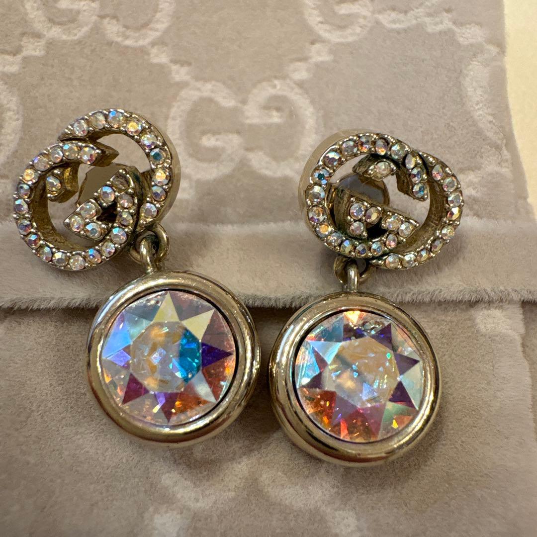 GUCCI クリスタル付きピアス オーロラカラー