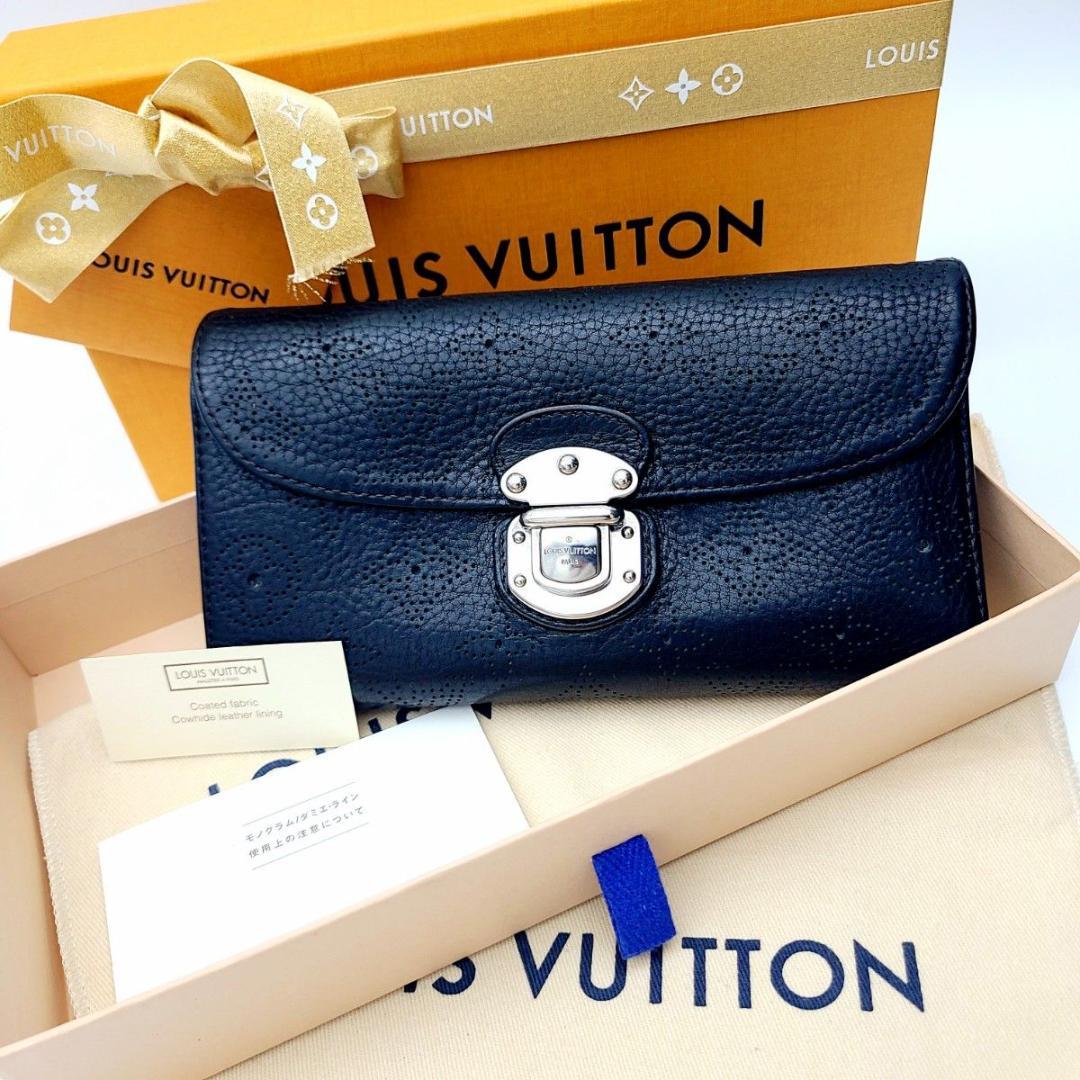 美品 ルイヴィトン 長財布 ポルトフォイユ アメリア マヒナ 黒 ノワール