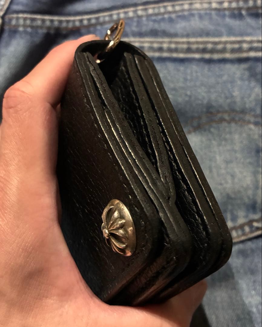 トラッカーウォレット　ミドルサイズ　シルバー925クロスコンチョ　シボ革