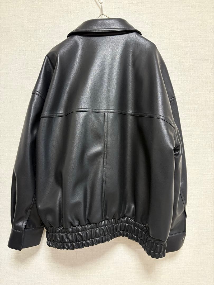 【美品】完売品 crewreクルーレフェイクレザージップブルゾン ブラック