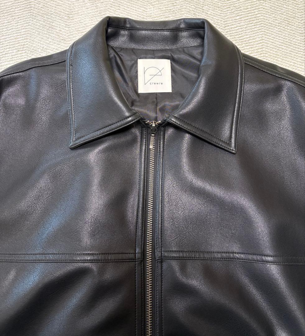【美品】完売品 crewreクルーレフェイクレザージップブルゾン ブラック