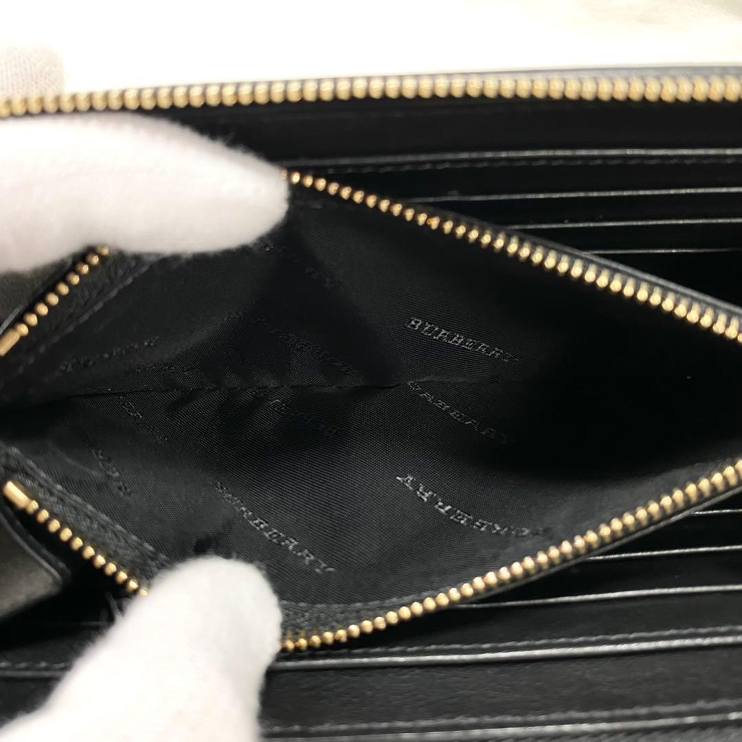 未使用品✨バーバリー 長財布 ラウンドファスナー ノバチェック レザー ブラック