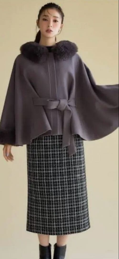 ミッシュマッシュ　ポンチョコートグレー