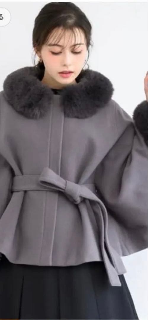 ミッシュマッシュ　ポンチョコートグレー