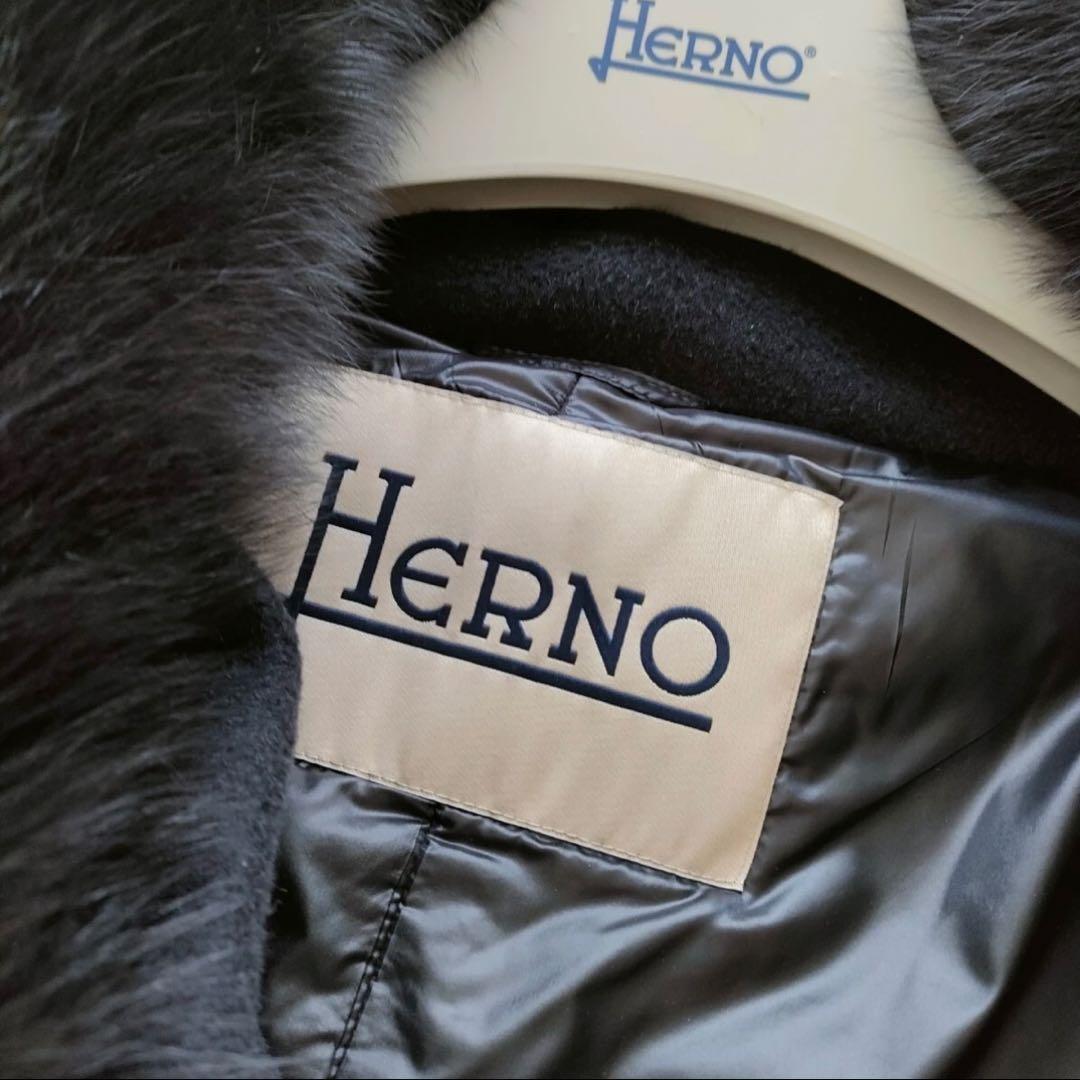 HERNO ヘルノ ファー アンゴラ シルク 2way ダウンコート 切替 42