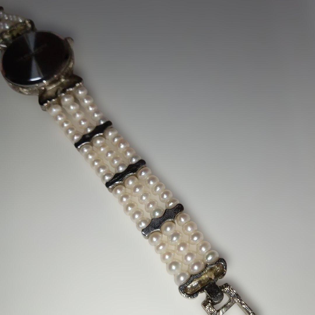 美品❣️ヴィンテージArieIマーカサイト＆ パール装飾 クォーツ腕時計