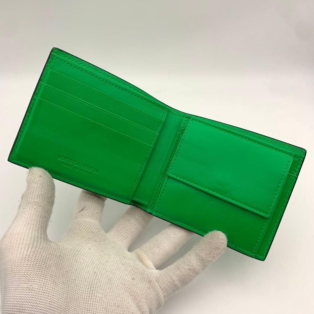 ボッテガヴェネタ 財布 カセット マキシ イントレチャート 緑 小型 IC搭載