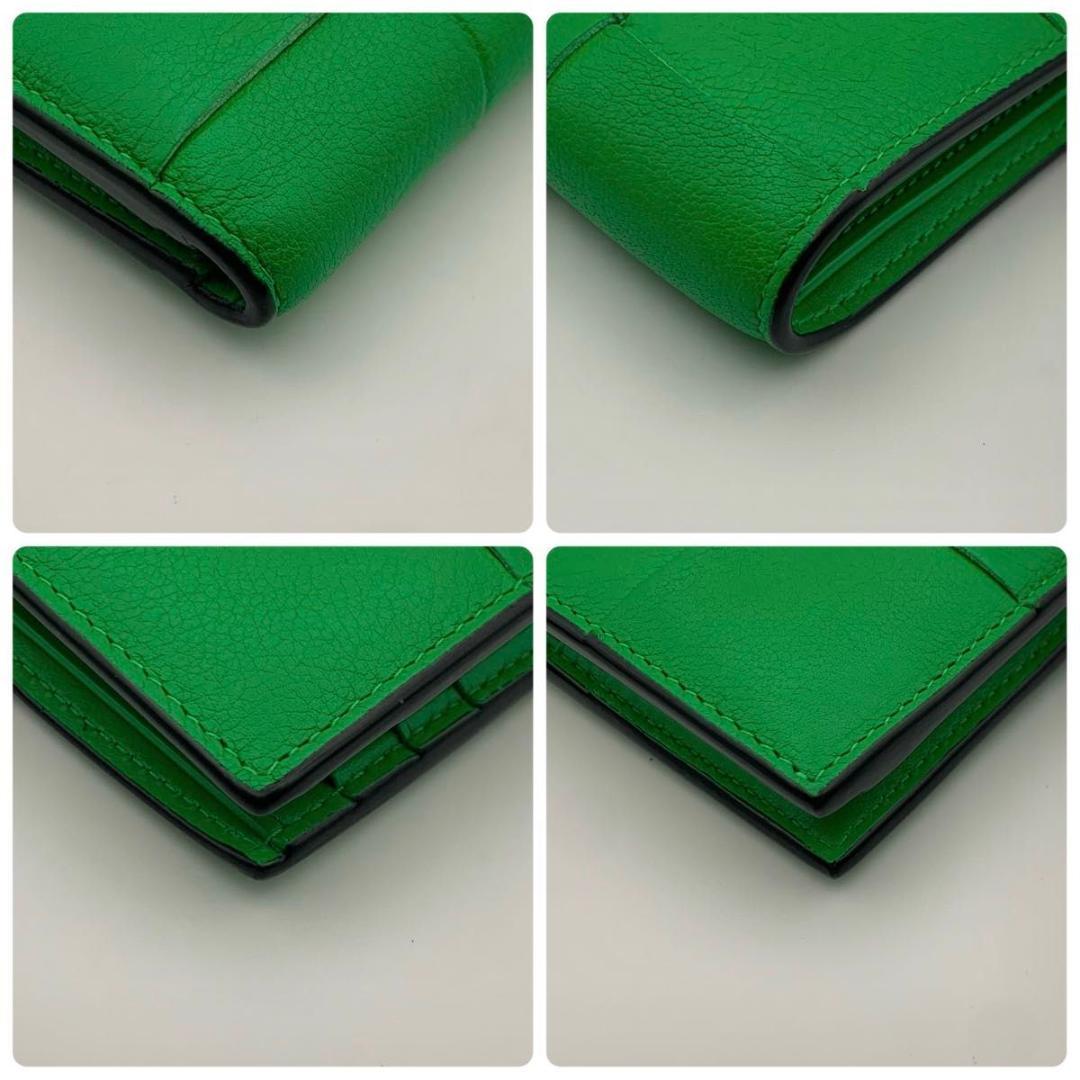 ボッテガヴェネタ 財布 カセット マキシ イントレチャート 緑 小型 IC搭載