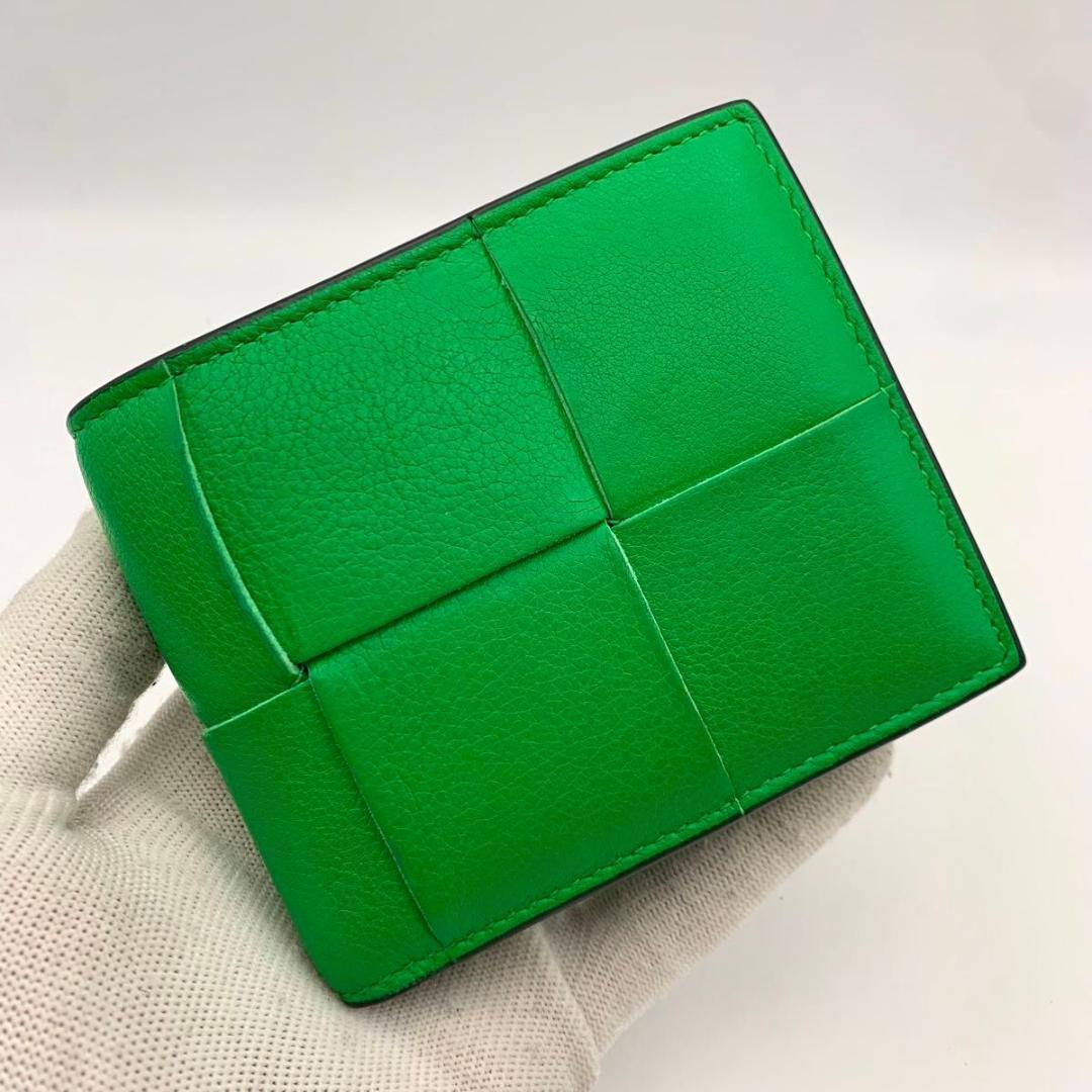 ボッテガヴェネタ 財布 カセット マキシ イントレチャート 緑 小型 IC搭載