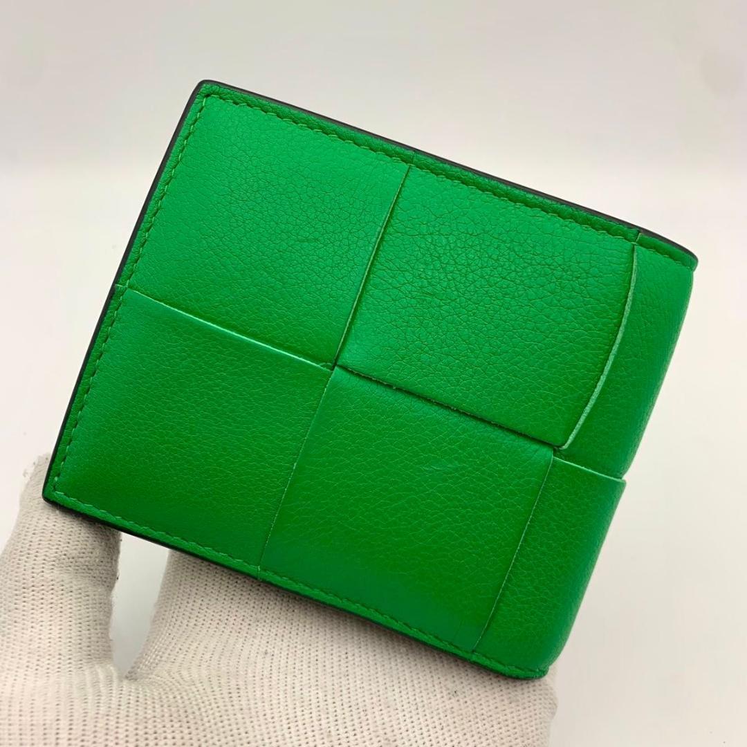 ボッテガヴェネタ 財布 カセット マキシ イントレチャート 緑 小型 IC搭載