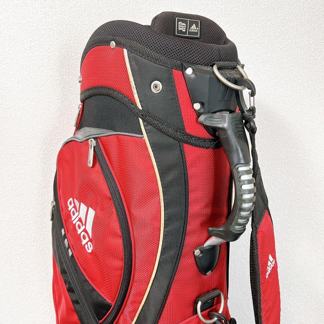 アディダス ゴルフ キャディバッグ 9型 6分割 レッド ブラック フードカバー