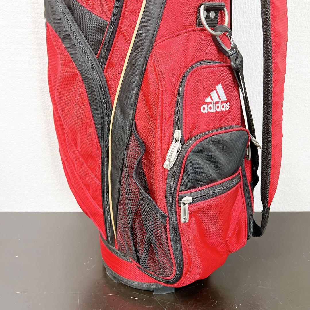 アディダス ゴルフ キャディバッグ 9型 6分割 レッド ブラック フードカバー