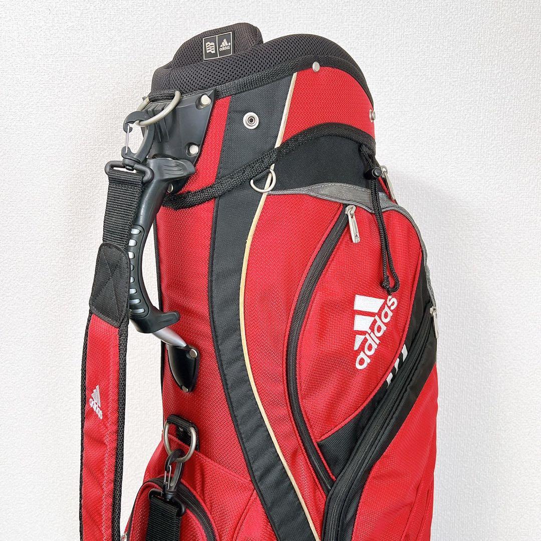 アディダス ゴルフ キャディバッグ 9型 6分割 レッド ブラック フードカバー