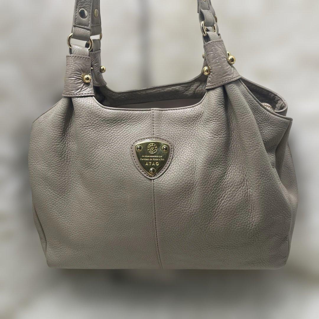 ATAO アタオ アンディ　ショルダーバッグ トートバッグ レザー　グレージュ