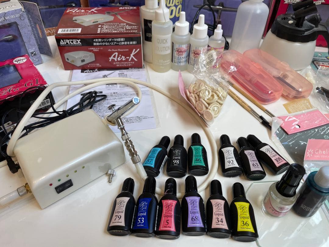 ネイル用エアブラシセット エアジェル　コンプレッサー airk ネイルサロン