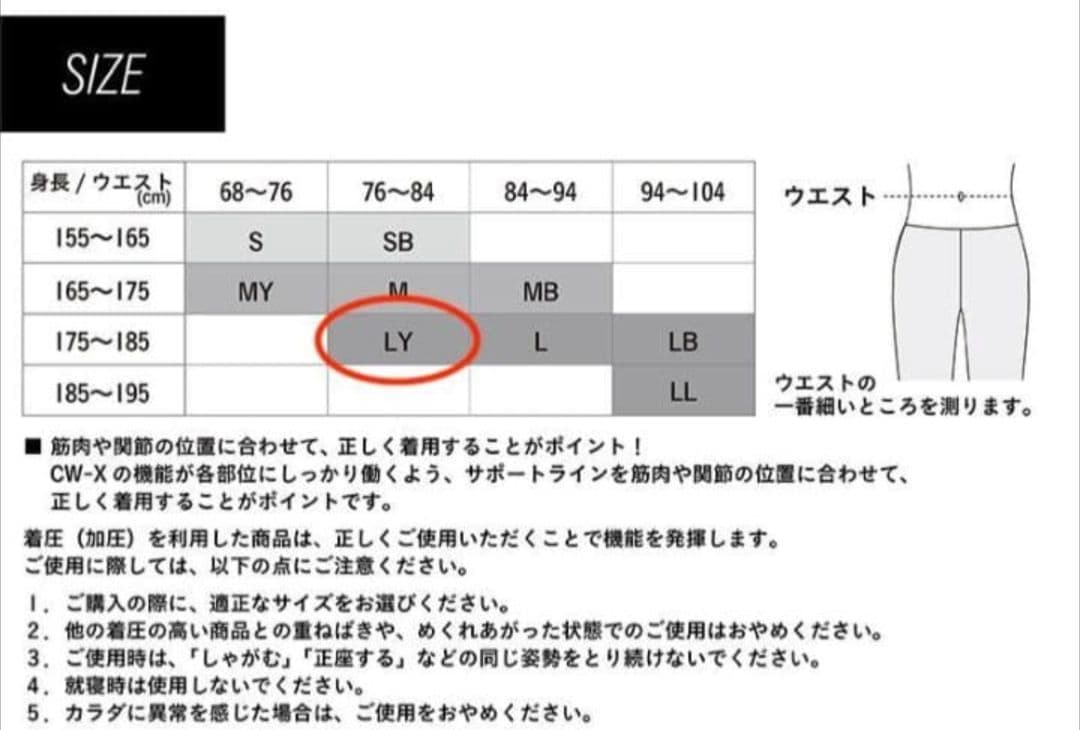 ワコール CW-X generator model HZO639 サイズLY