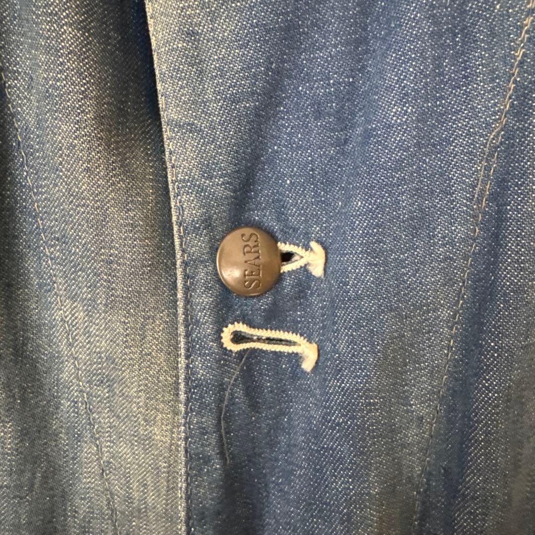 60's Sears シアーズ vat-dyed ボロ 開襟デニムカバーオール