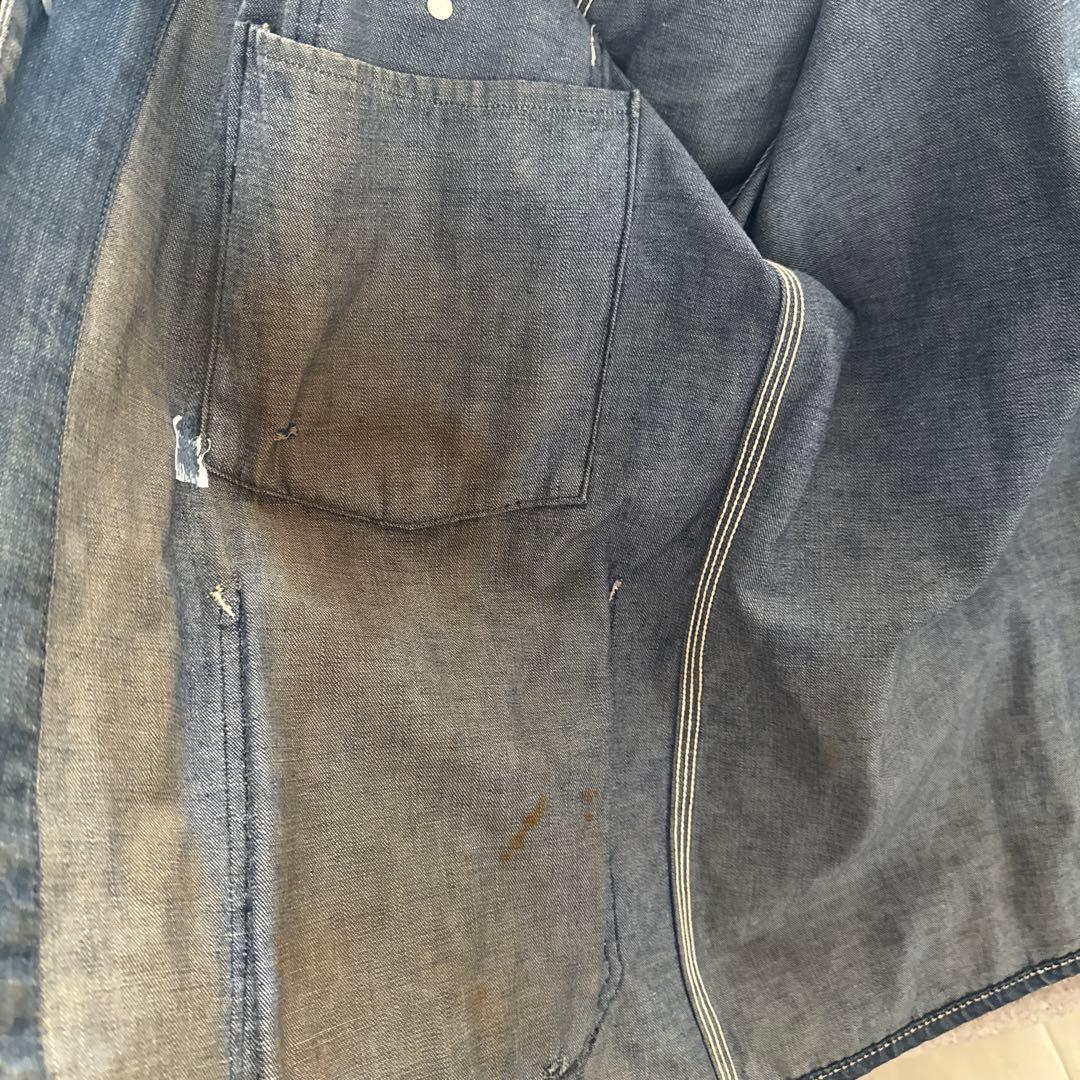 60's Sears シアーズ vat-dyed ボロ 開襟デニムカバーオール