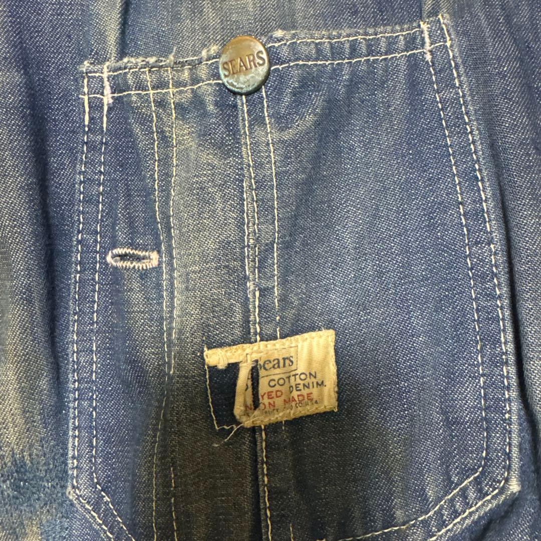 60's Sears シアーズ vat-dyed ボロ 開襟デニムカバーオール