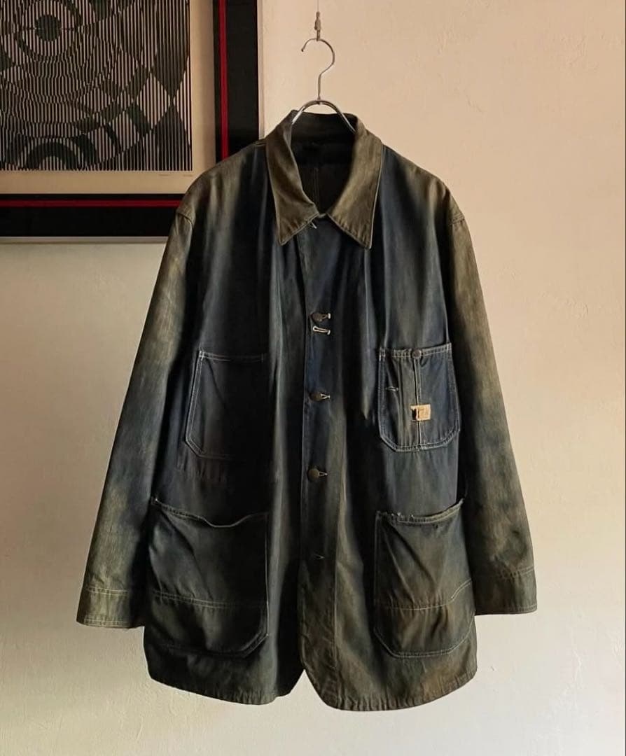 60's Sears シアーズ vat-dyed ボロ 開襟デニムカバーオール