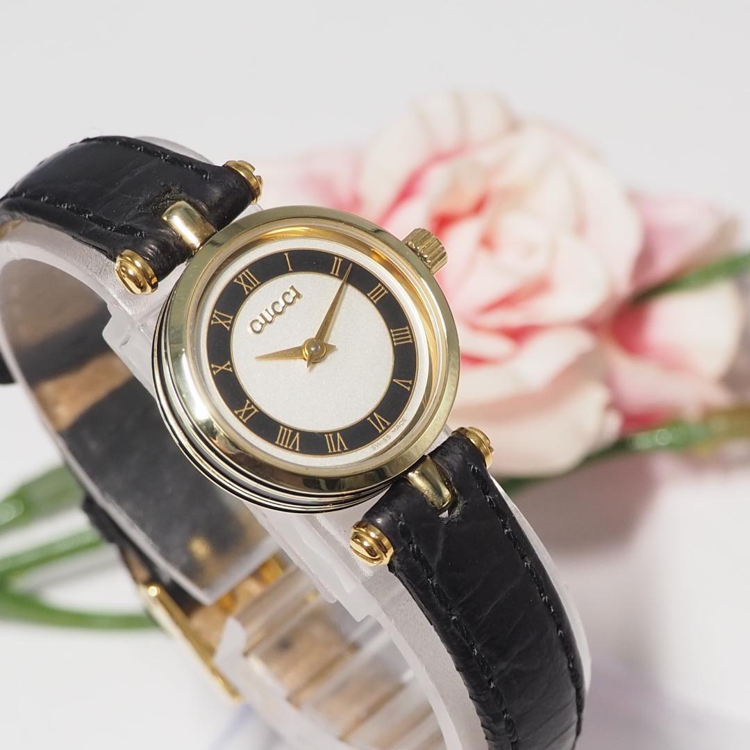 グッチ GUCCI シェリーライン 革ベルト ゴールド レディース腕時計 628