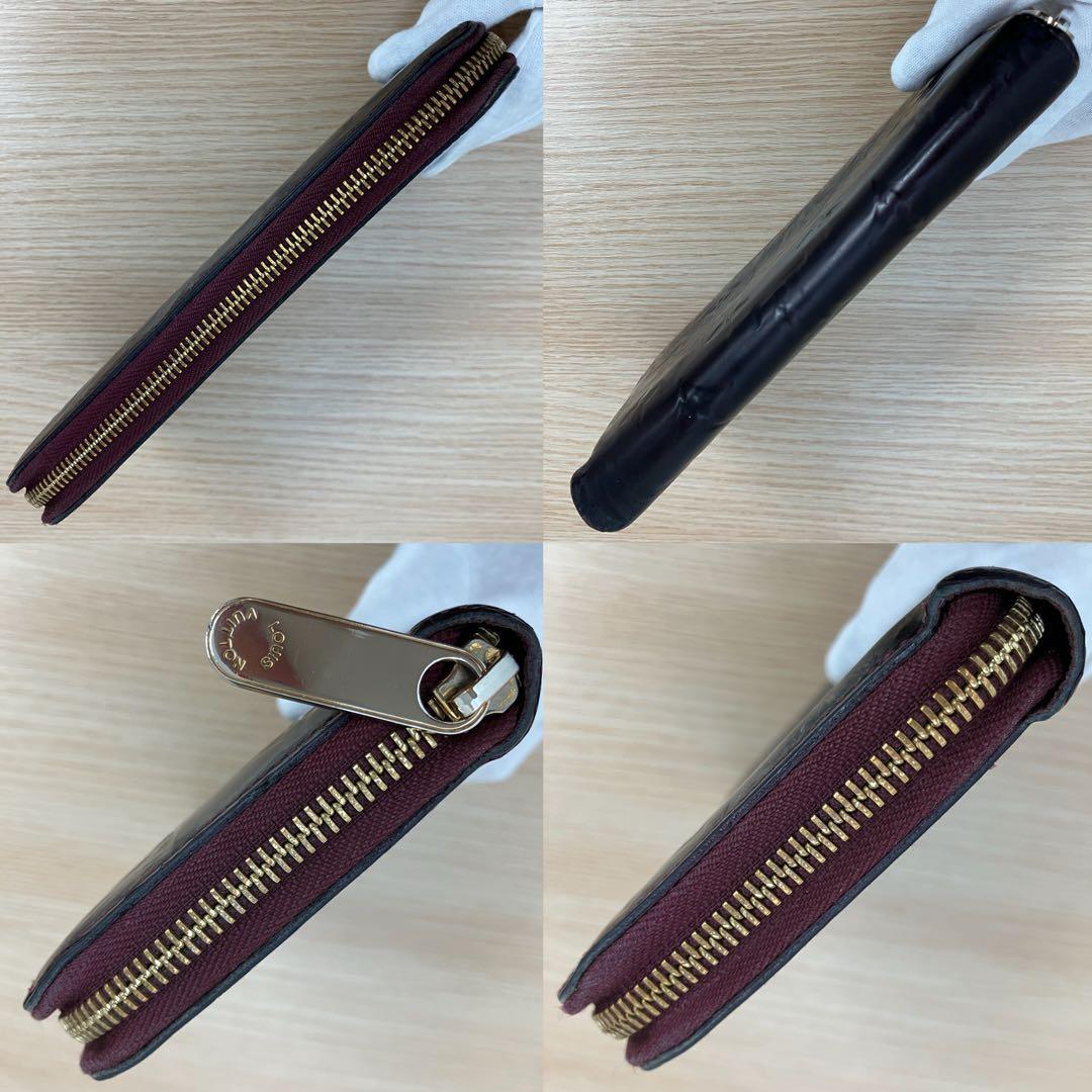 《良品》 ルイヴィトン モノグラムヴェルニ ジッピーウォレット ワインレッド